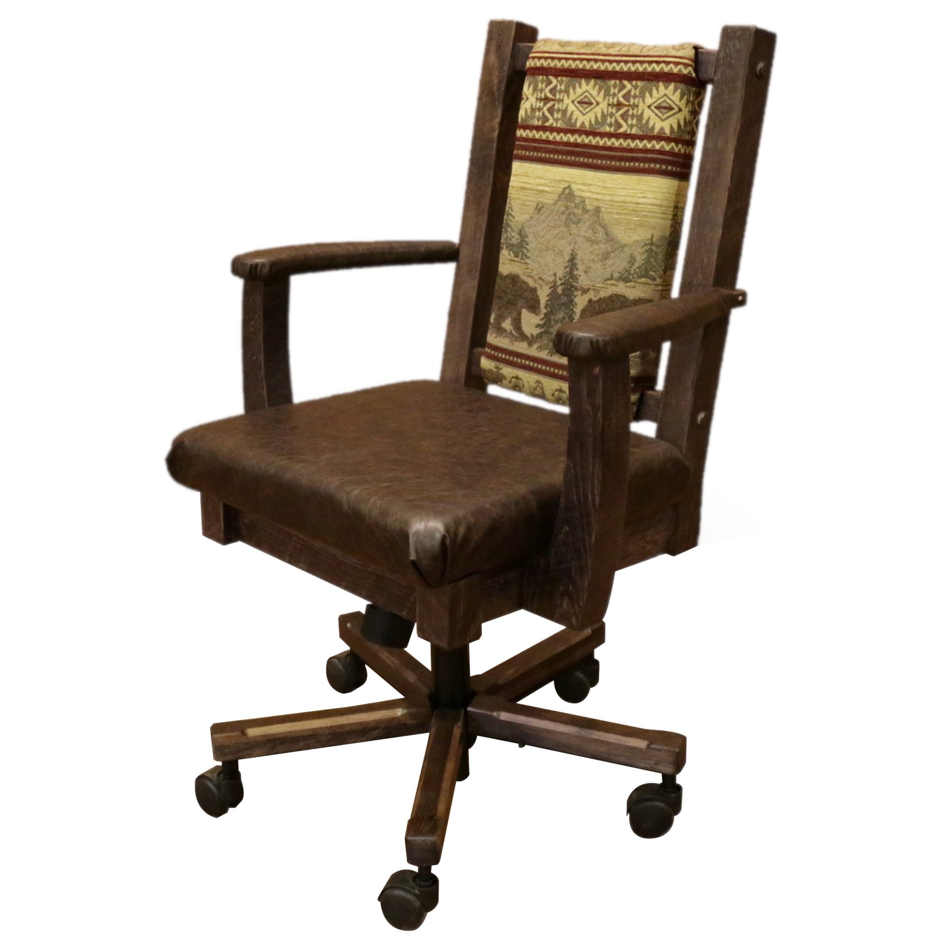 Barnwood Style Timber Peg Upholstered Office Chair