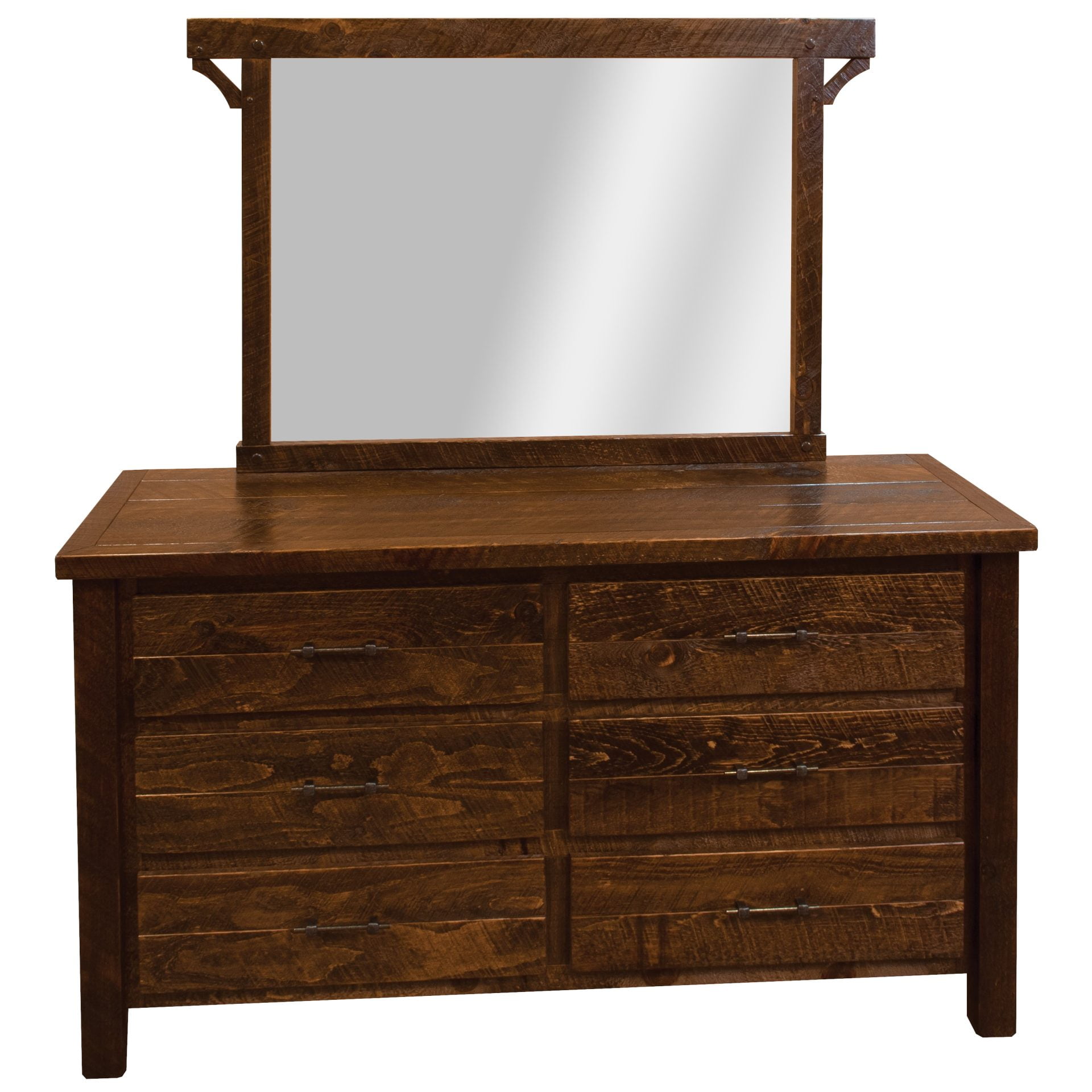 Farmhouse Timber Peg Dresser Set-Includes Dresser and Mirror