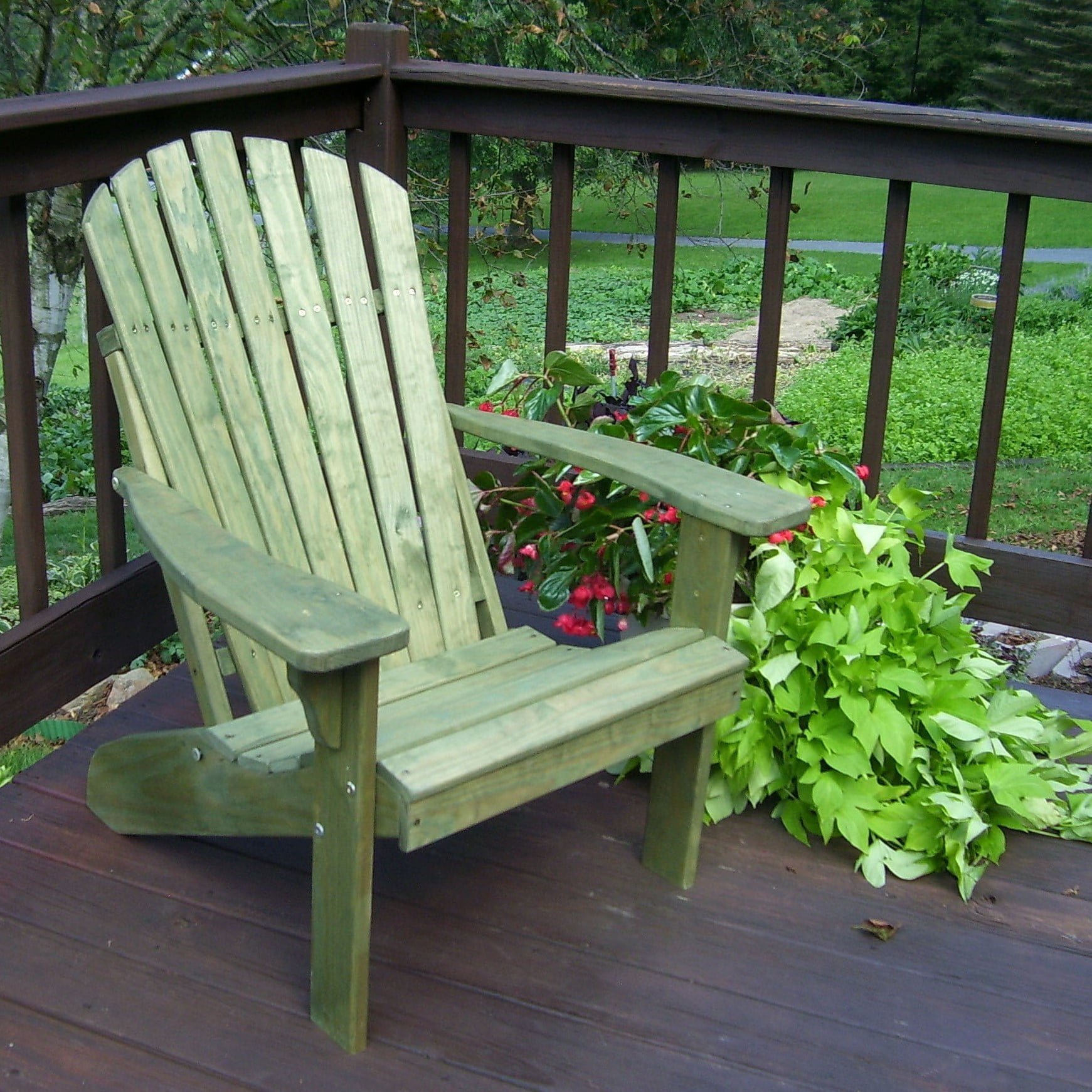 A&L Furniture Pressure Treated Pine Fanback Adirondack Chair