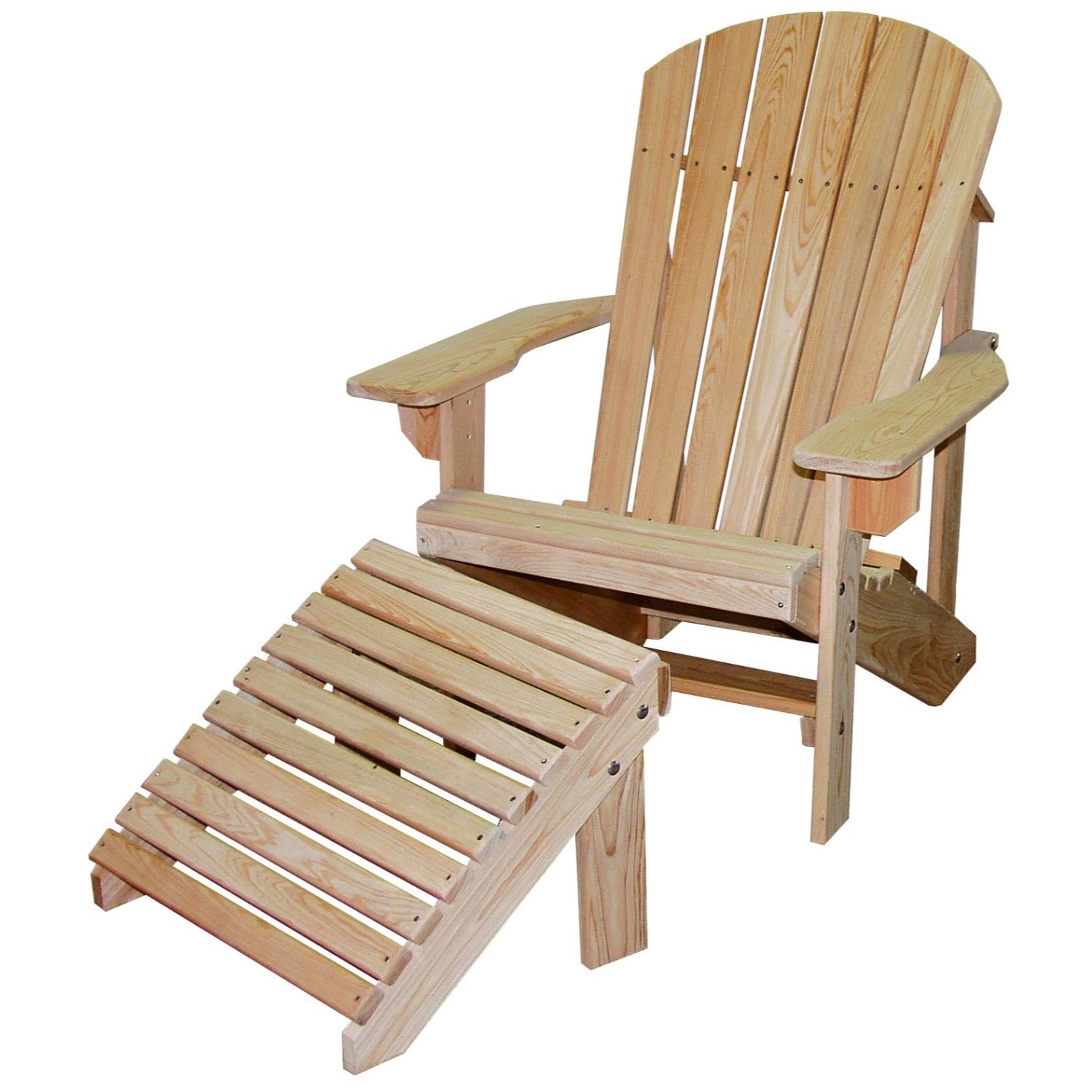 Unfinished Pressure Treated Pine Adirondack Chair with Footrest