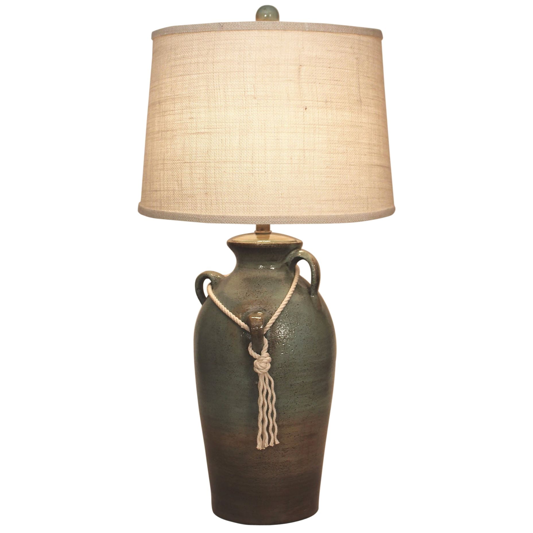 3-Handle Jug Table Lamp with White Rope
