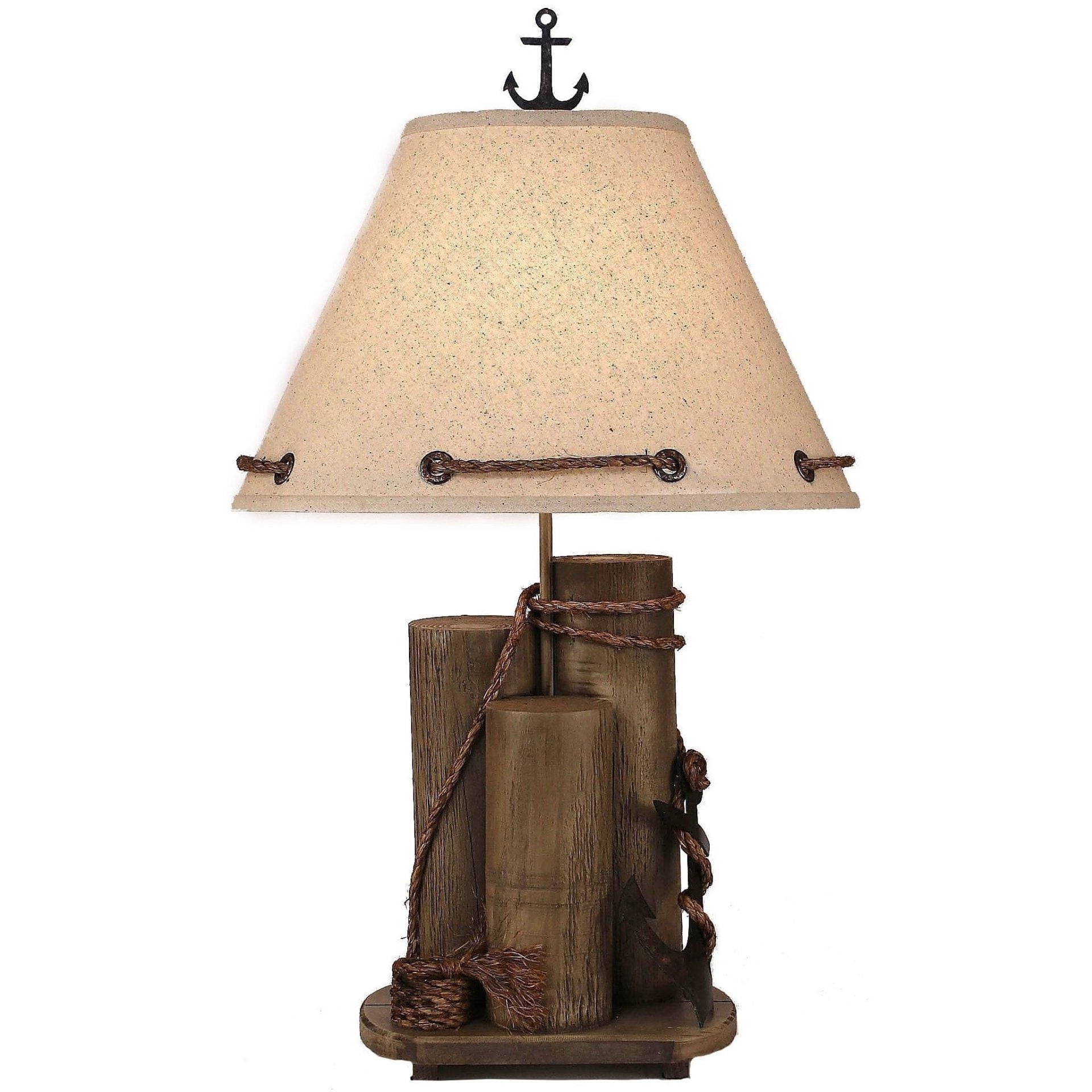 Dock Pilings Table Lamp with Tarnished Anchor