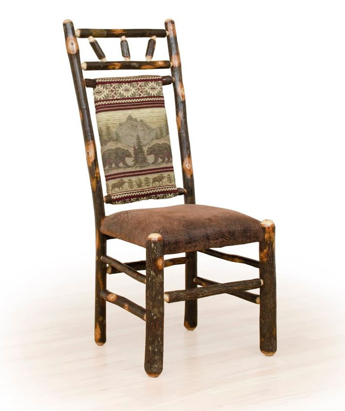 Rustic Hickory Log High Back Dining Chair-Set of 2