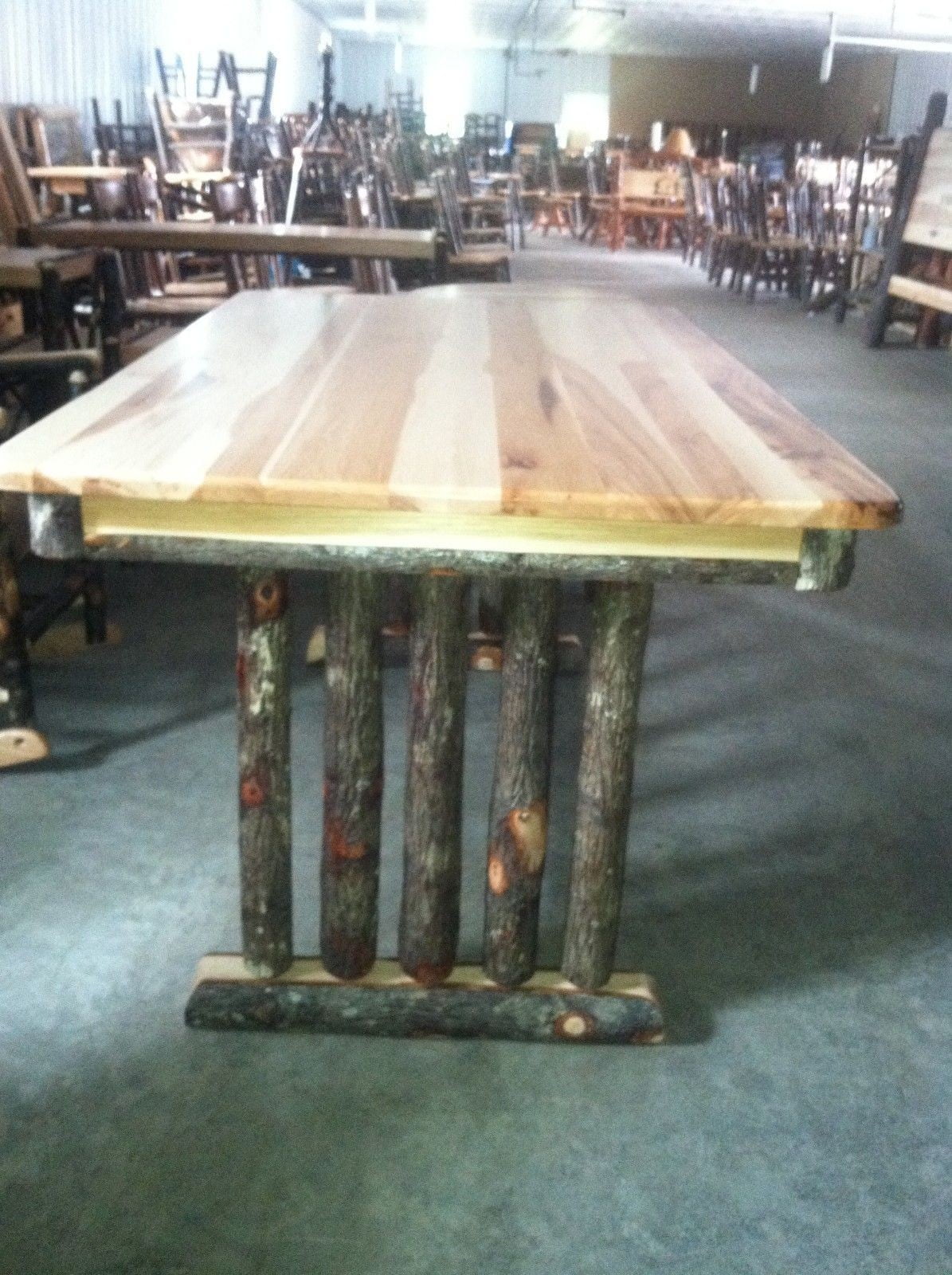 Rustic Hickory Trestle Dining Table - Multiple Sizes