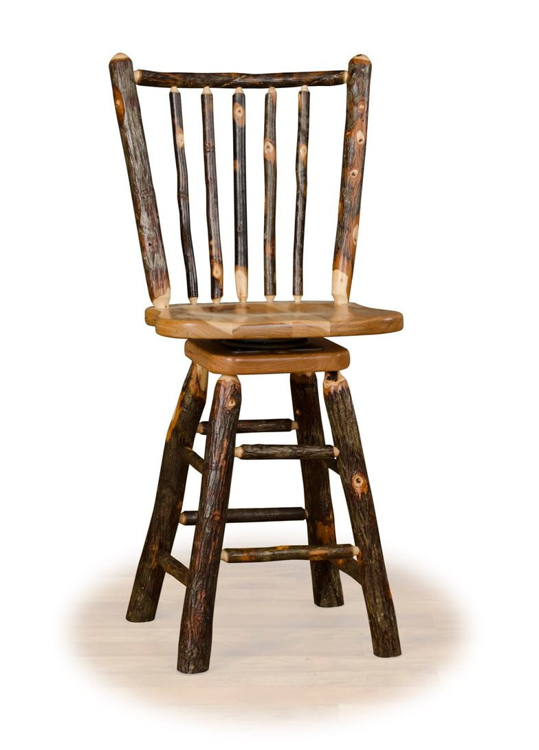 Rustic Hickory Stick Back Swivel Stool – Counter or Bar Height