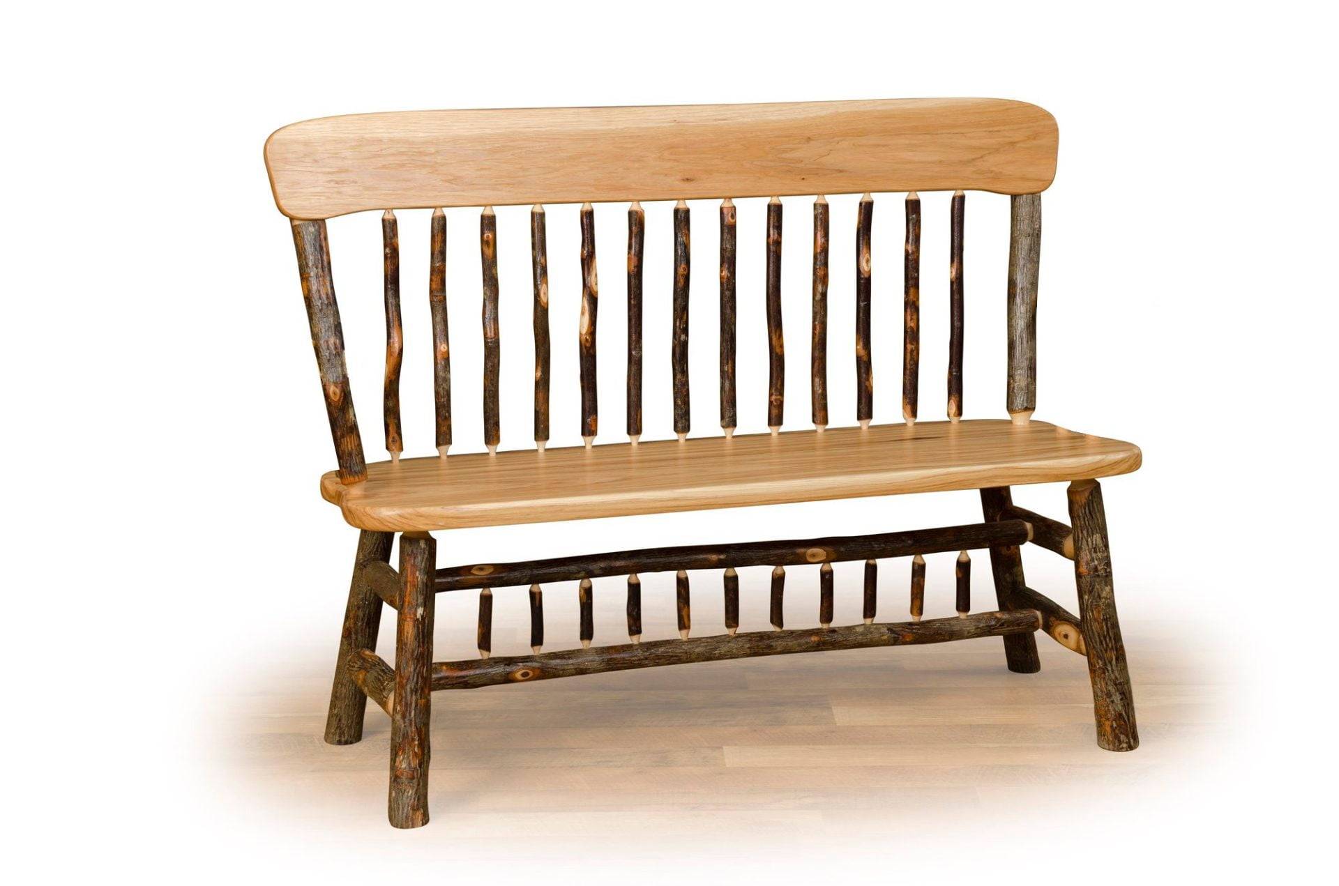 All Hickory Deacon Bench without Arms
