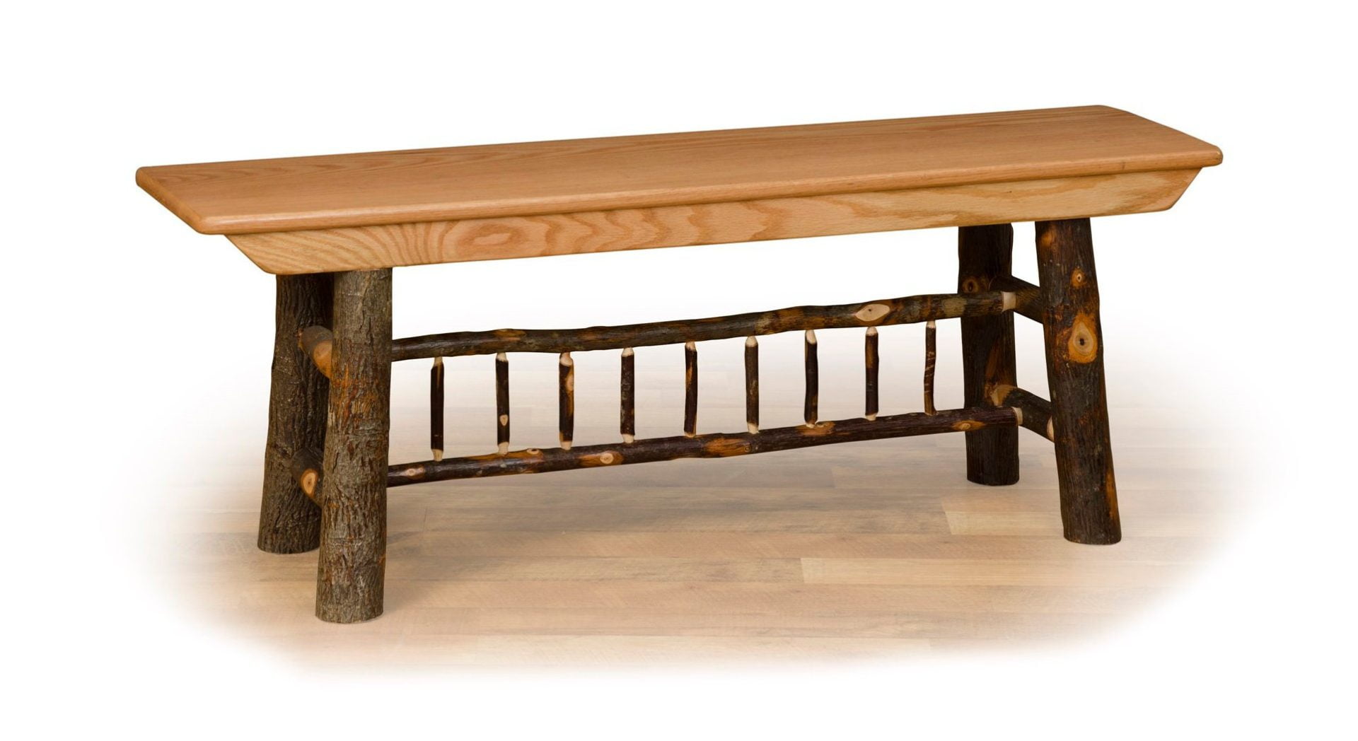 Rustic Hickory Farm Bench – 2/3/4/5 Foot