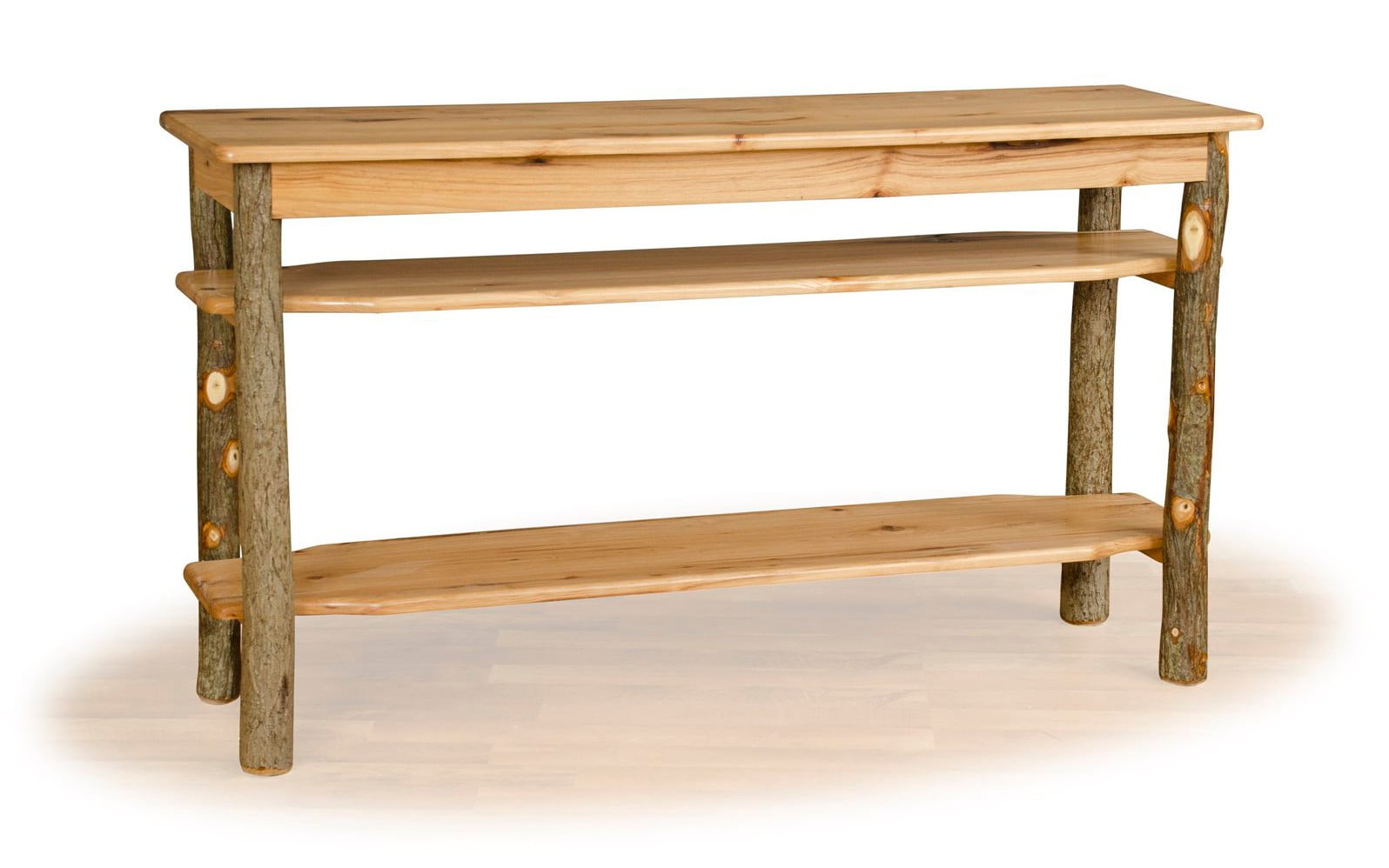 Rustic Hickory Sofa Table / TV Stand – Hickory & Oak or All Hickory
