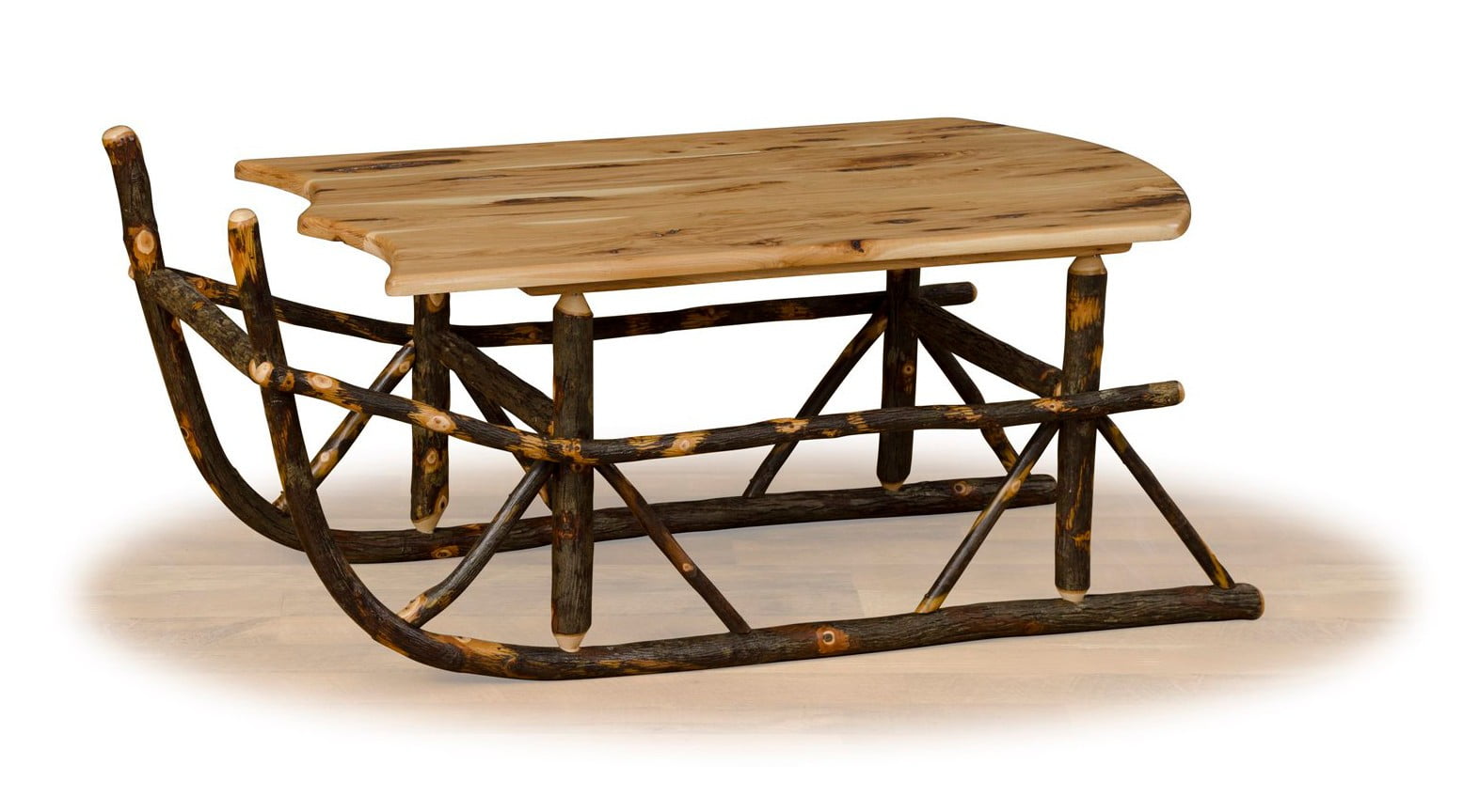 Rustic Hickory Sleigh Coffee Table