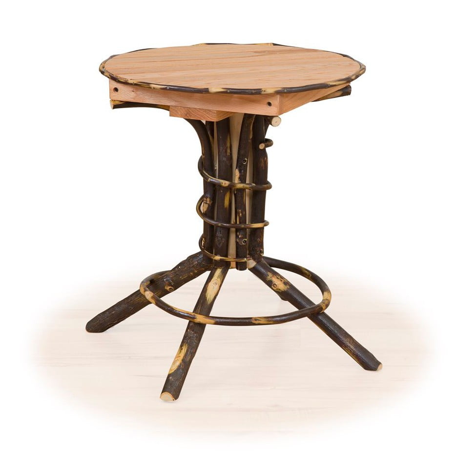 Rustic Hickory Round Pedestal End Table