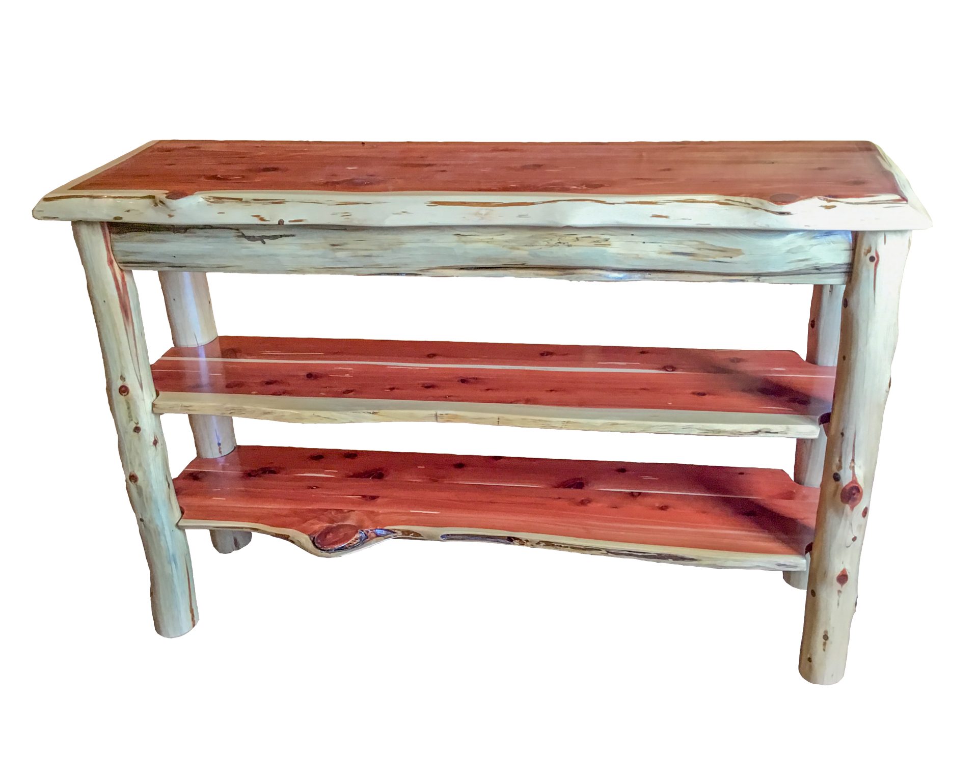 Rustic Red Cedar Log Live Edge TV Stand / Console Table