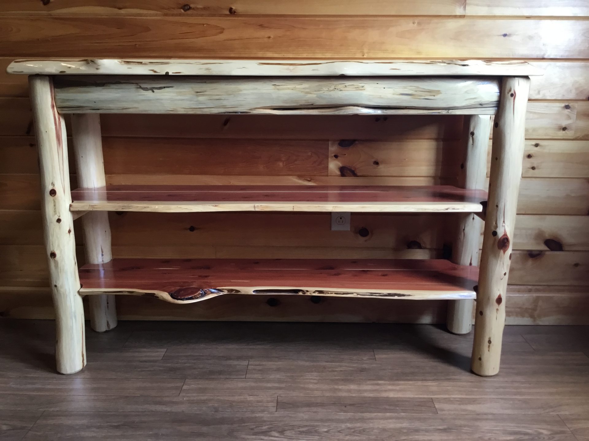 Rustic Red Cedar Log Live Edge TV Stand / Console Table