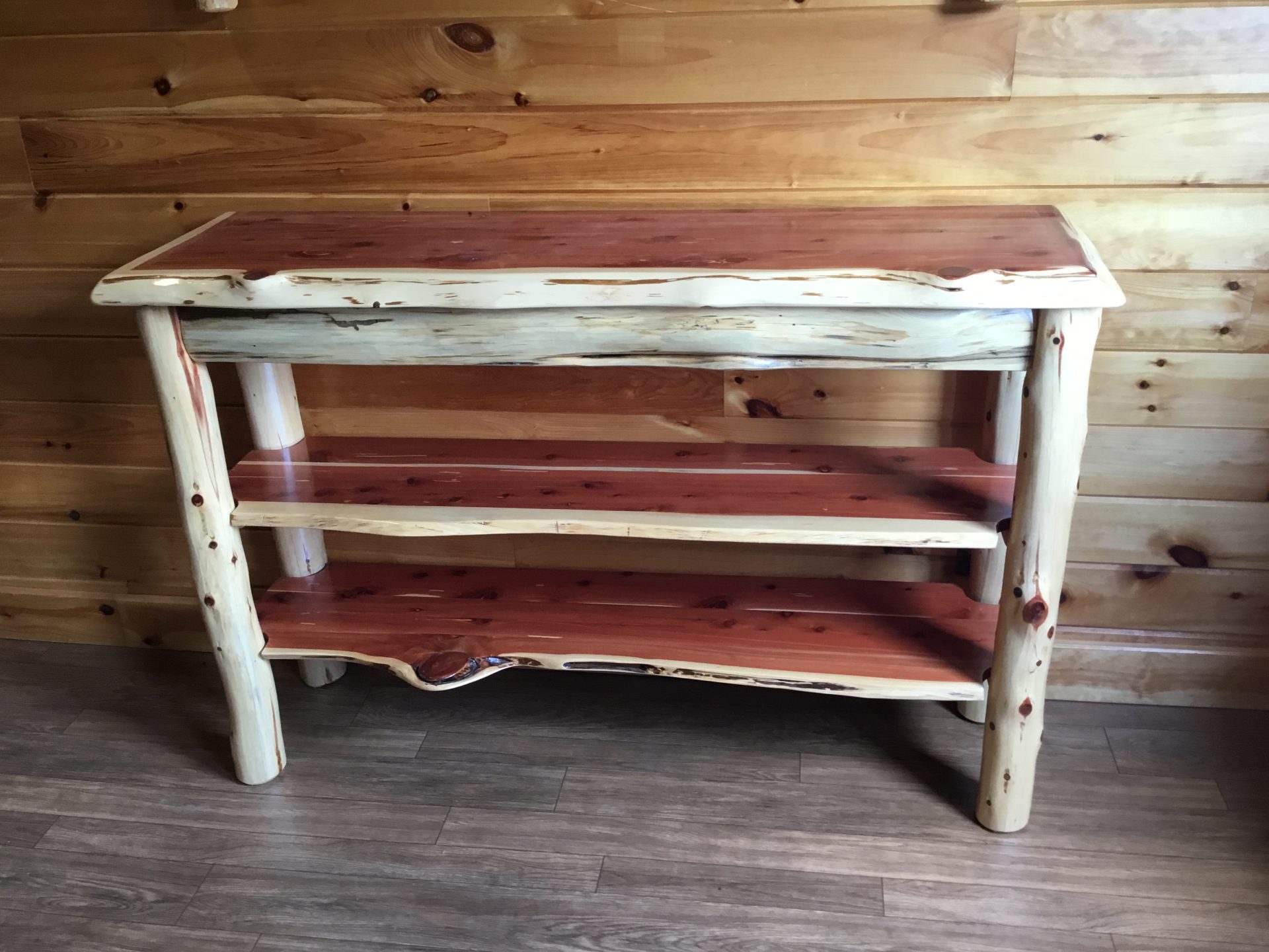 Rustic Red Cedar Log Live Edge TV Stand / Console Table