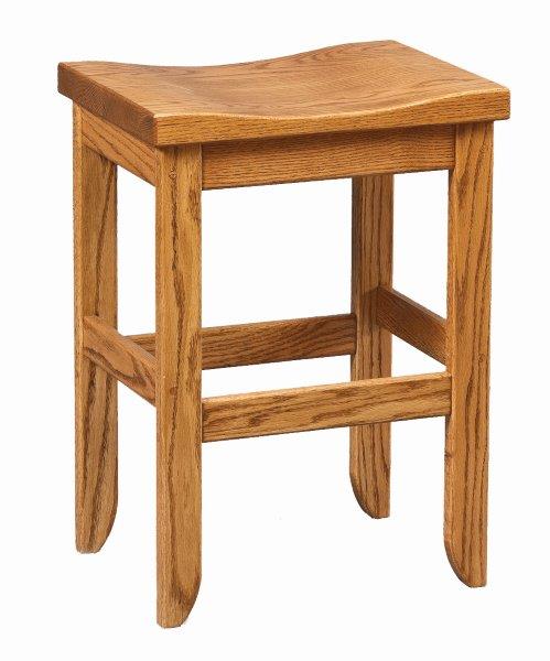 Oak Saddle Top Stool in Dining, Counter, or Bar Height - Seely Stain
