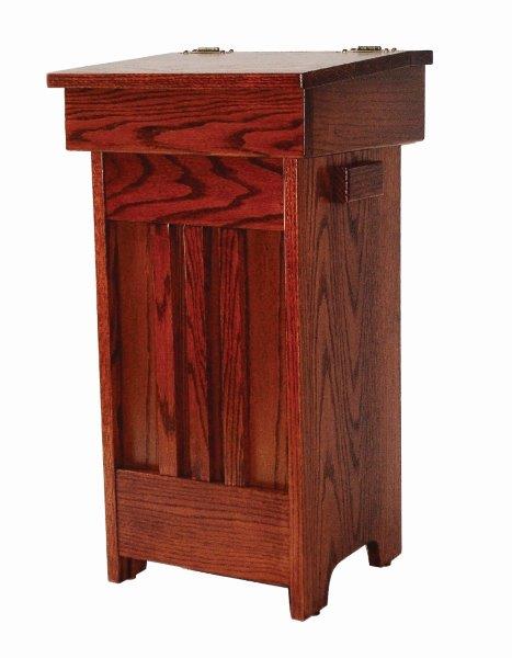 Rustic Oak Mission Trash Bin-Hinged Lift Up Lid