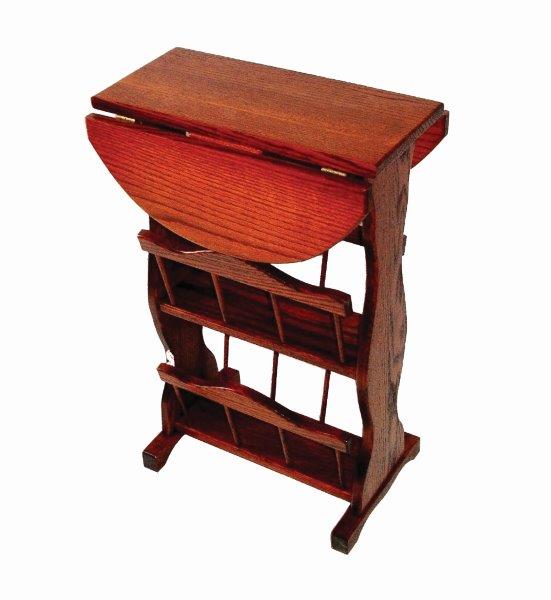 Rustic Accent Table with Drop Leaf Top and Two Magazine Racks