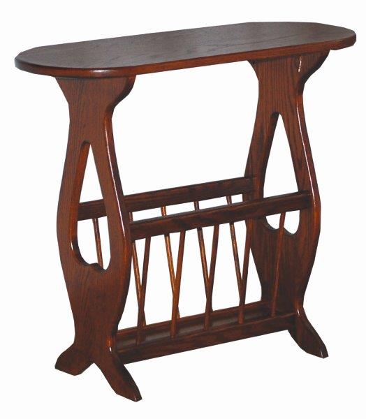 Oval Top Oak Accent Table with Storage Rack