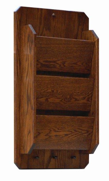 Rustic Hanging 3-Tier Letter and Bill Organizer – Oak with Dark Stain