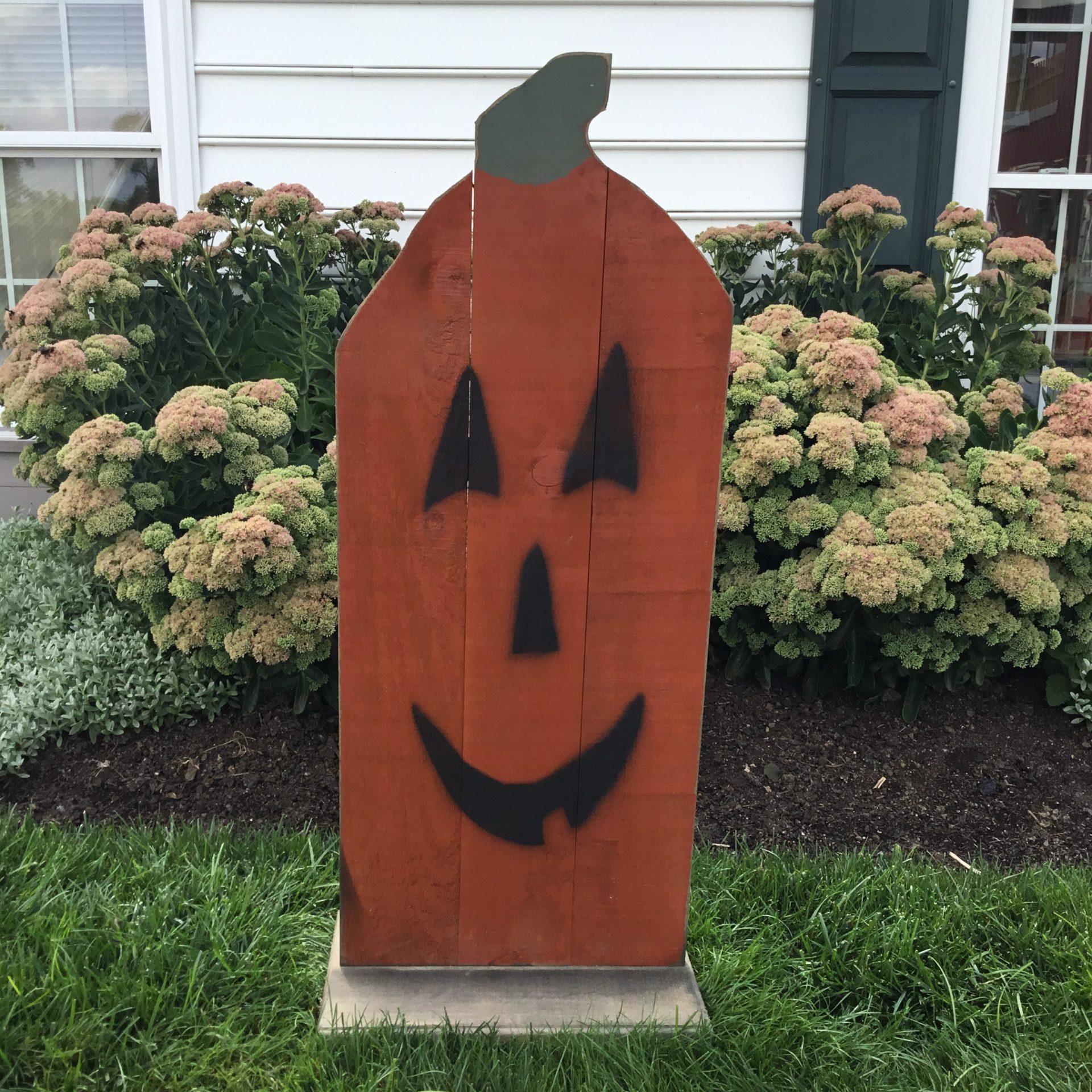 Primitive Large Wooden Plank Standing Mr Pumpkin