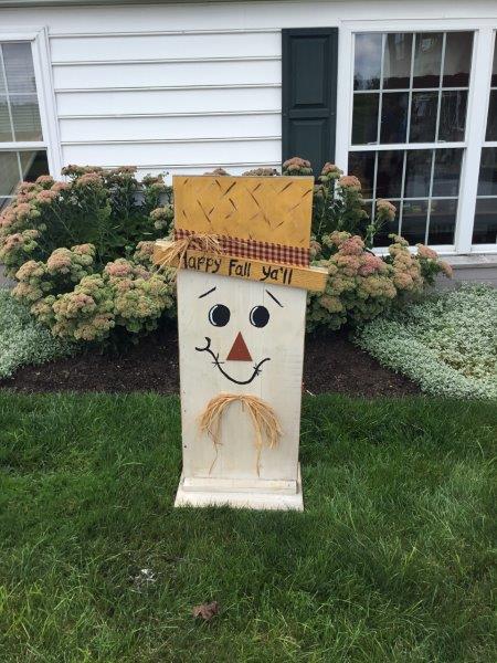 Fall and Winter Double Sided Wood Panel Scarecrow and Snowman