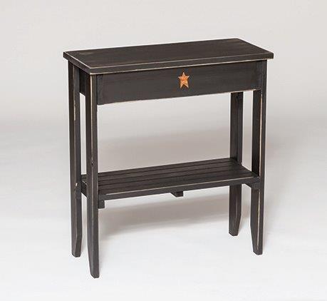 Farmhouse Style - Pine Wood End/Side Table with Shelf
