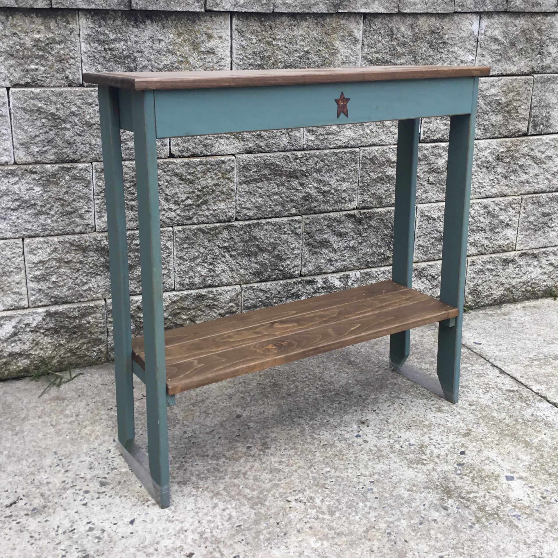 Sea Foam Green with Modern Walnut Stain