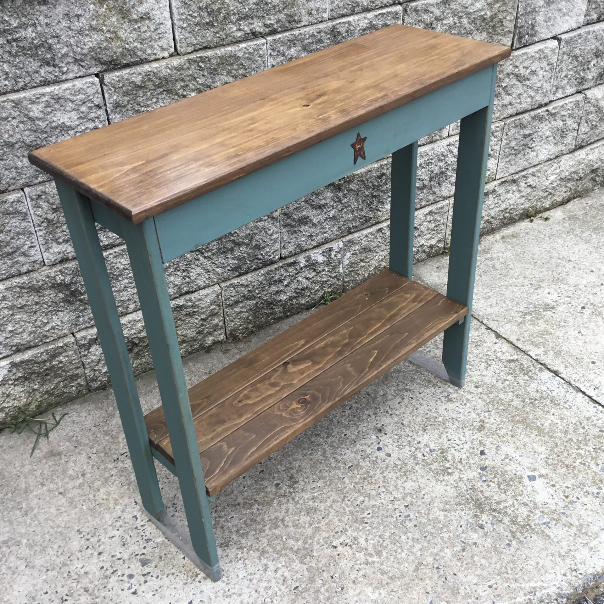 Sea Foam Green with Modern Walnut Stain