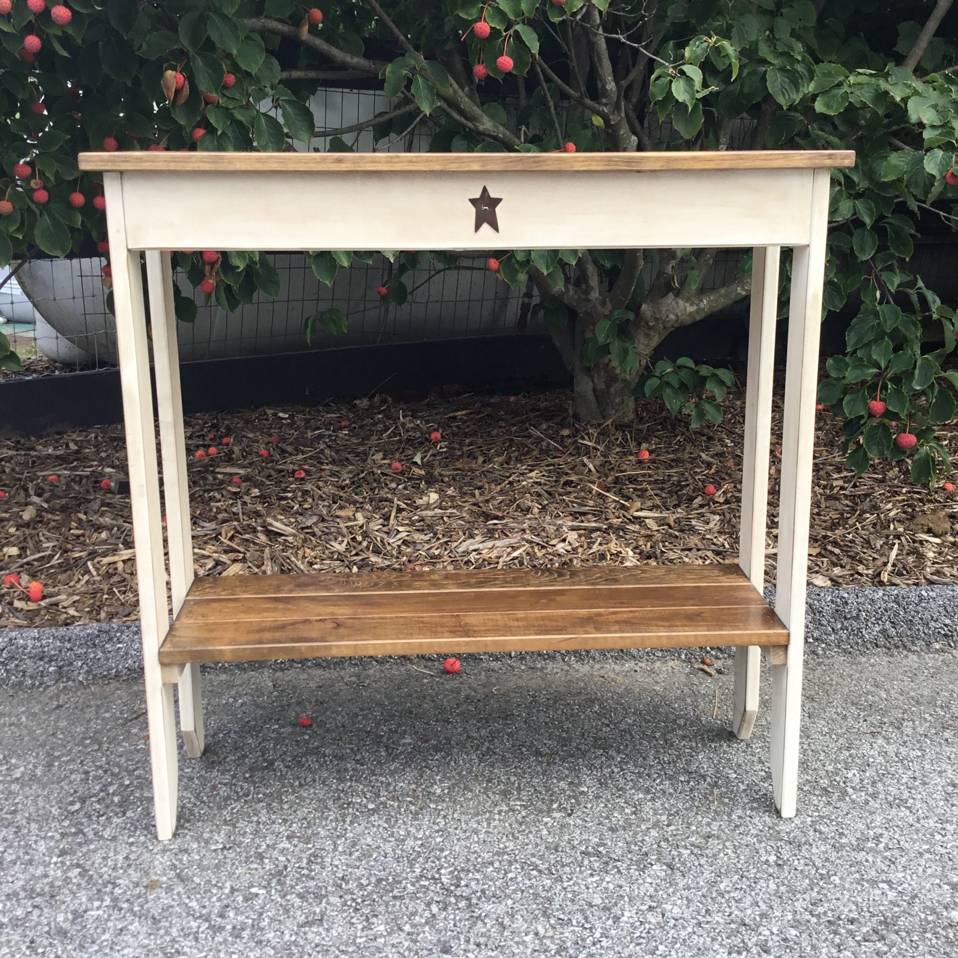 Antique White with Modern Walnut Stain