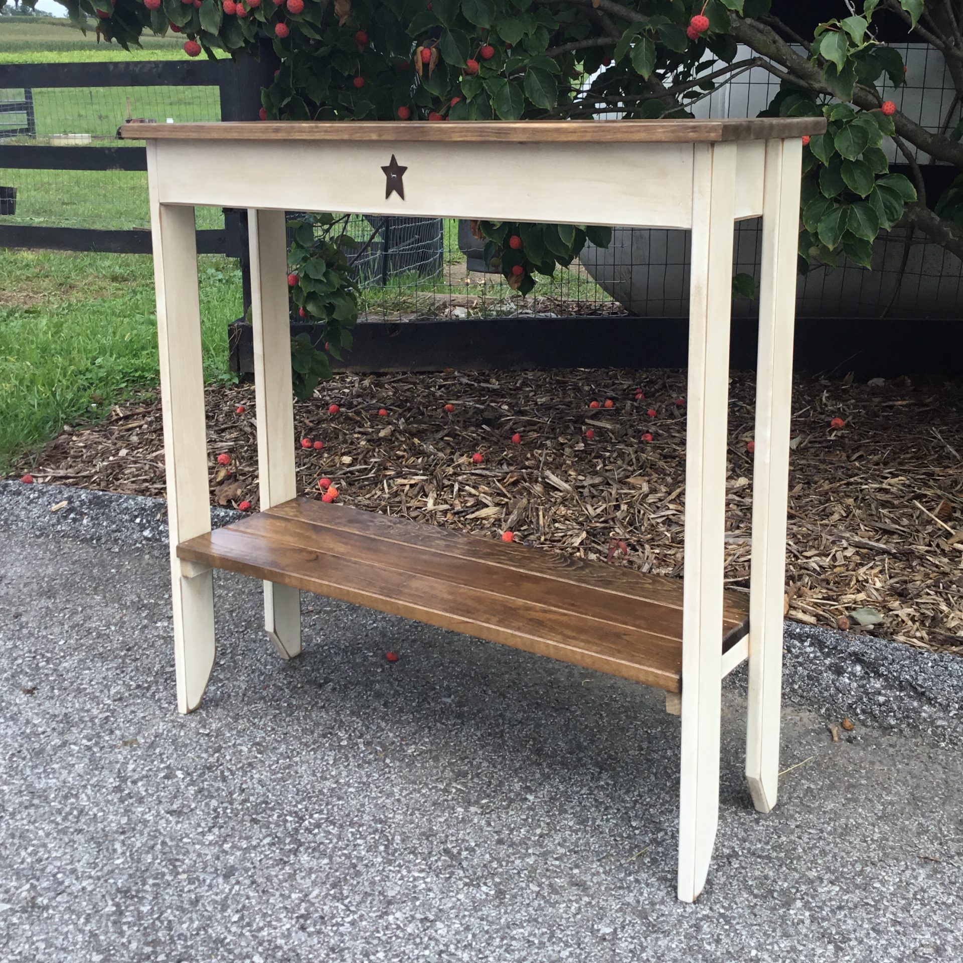 Antique White with Modern Walnut Stain