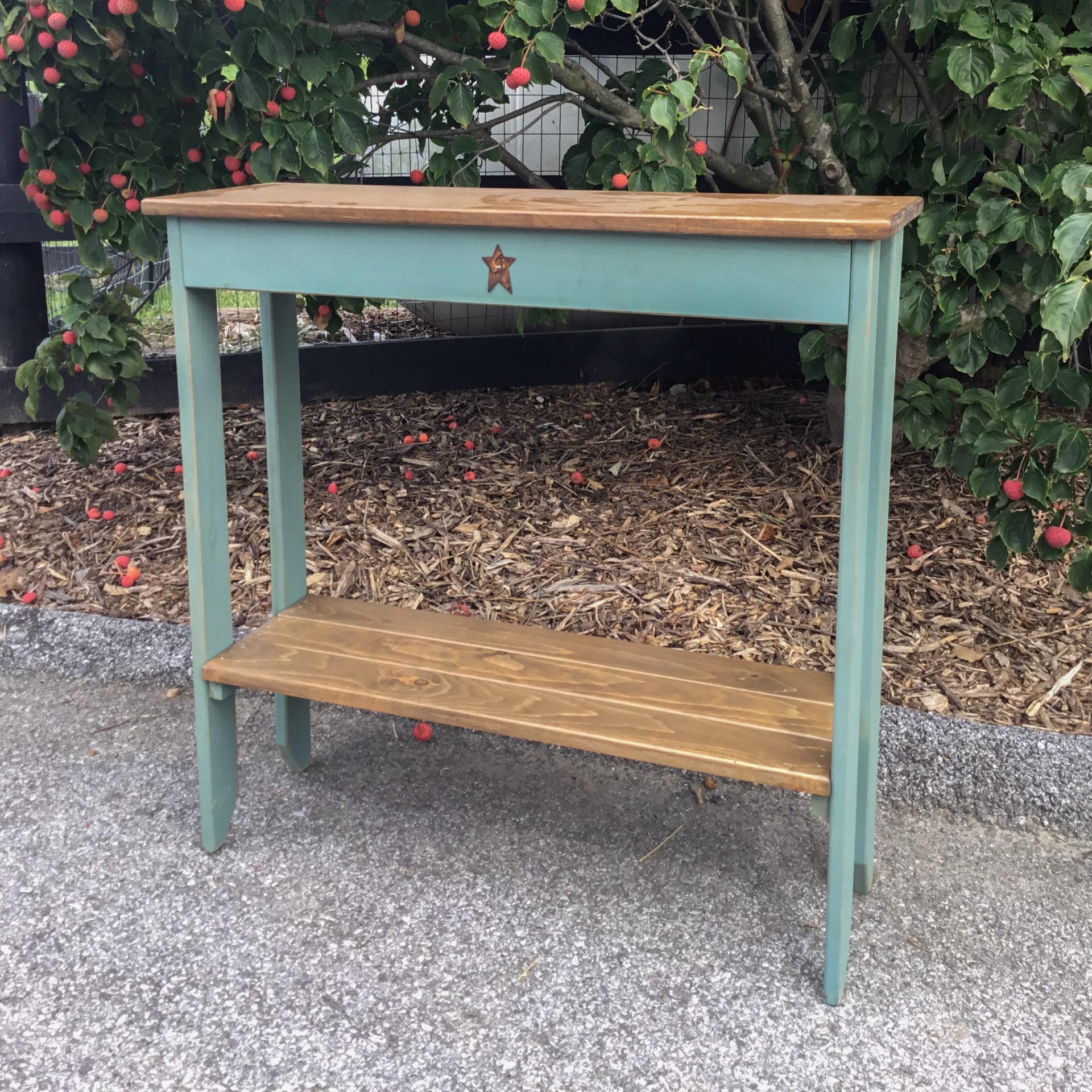 Sea Foam Green with Modern Walnut Stain