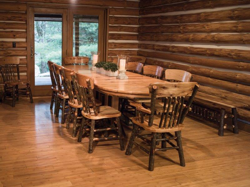 72" Rustic Hickory Double Pedestal Shown with 10 Chairs