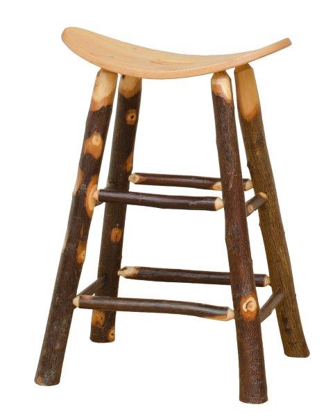 Rustic Hickory Saddle Stool – Counter or Bar Height
