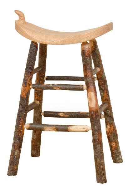 Rustic Hickory Western Saddle Stool  – Counter or Bar Height