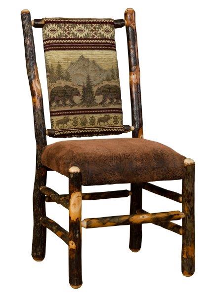 Faux Brown Leather Seat with Bear Mountain Fabric