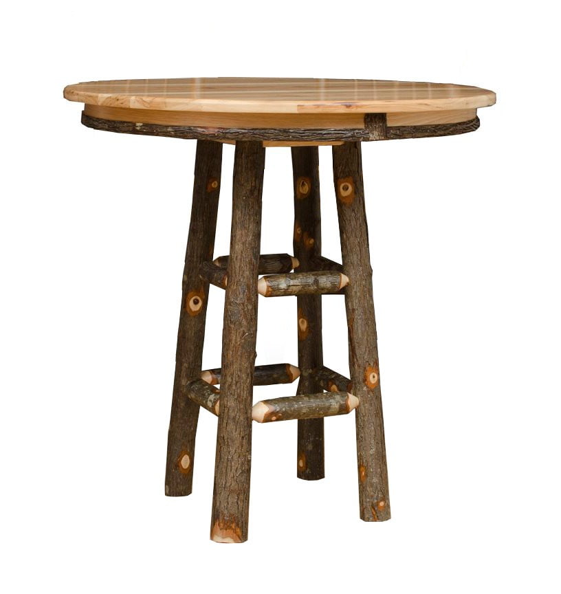 Rustic Hickory Counter or Bar Height Pub Table – 42″ Round Top