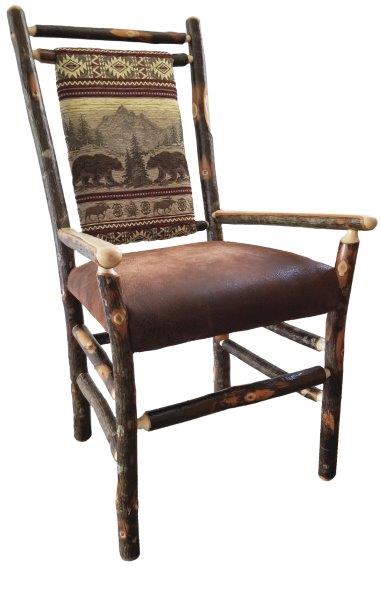 Rustic Hickory Log Dining Medium Back Arm Chair