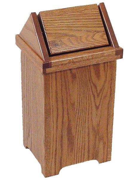 Rustic Oak Trash Bin-Regular Size With Flip Top Lid