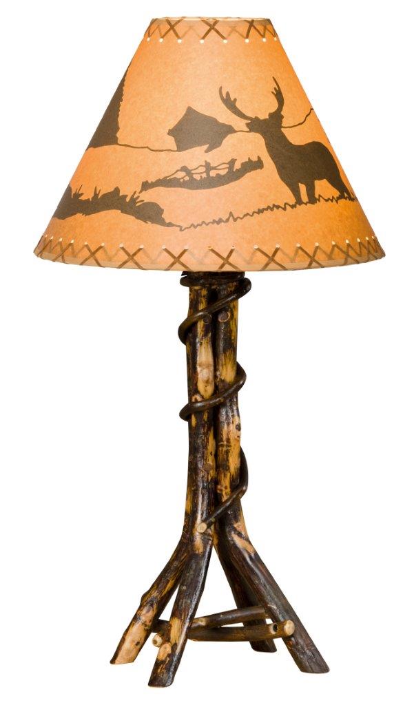 Rustic Hickory Split-Log Table Lamp