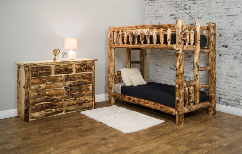 Rustic Aspen Log Mission Style Bunk Beds