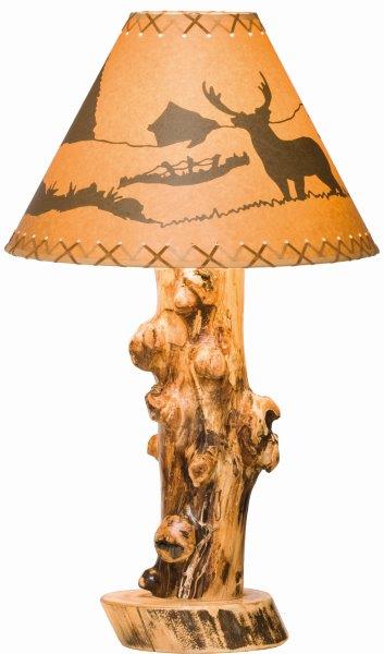 Rustic Aspen Log Table Lamp