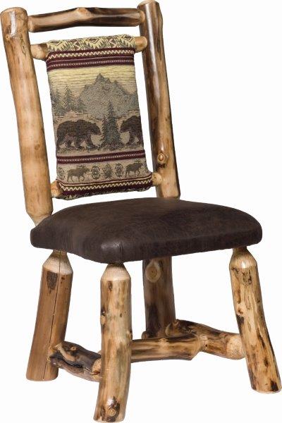 Rustic Aspen Dining Side Chair with Padded Back and Seat