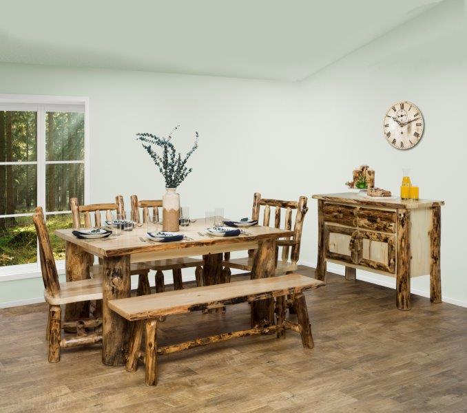 Rustic Aspen Log Kitchen Table - Various Sizes Available