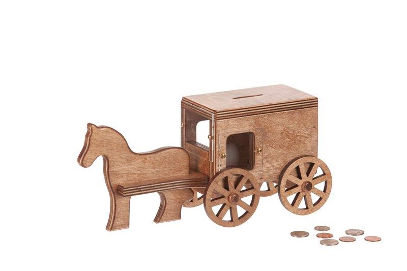 Children’s Wood Horse and Buggy Bank