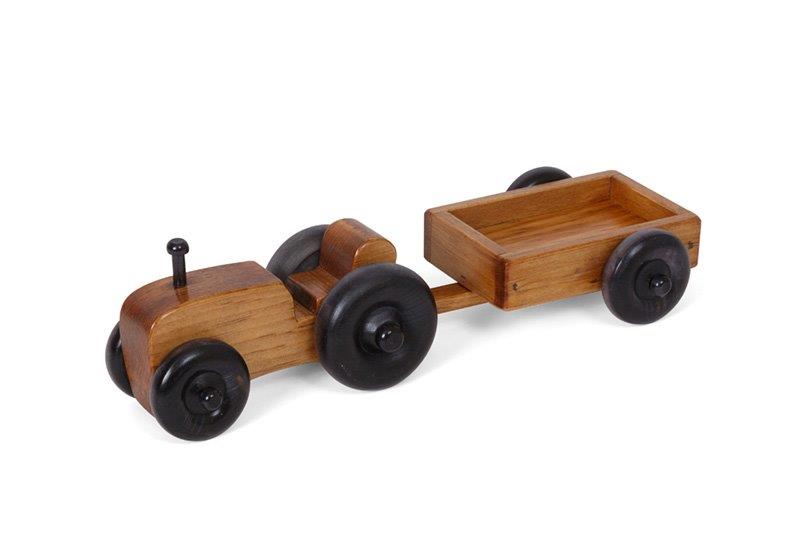 Children’s Wooden Small Toy Farm Tractor with Wagon