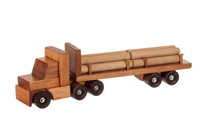 Large Wooden Tractor Trailer Truck with Log Trailer
