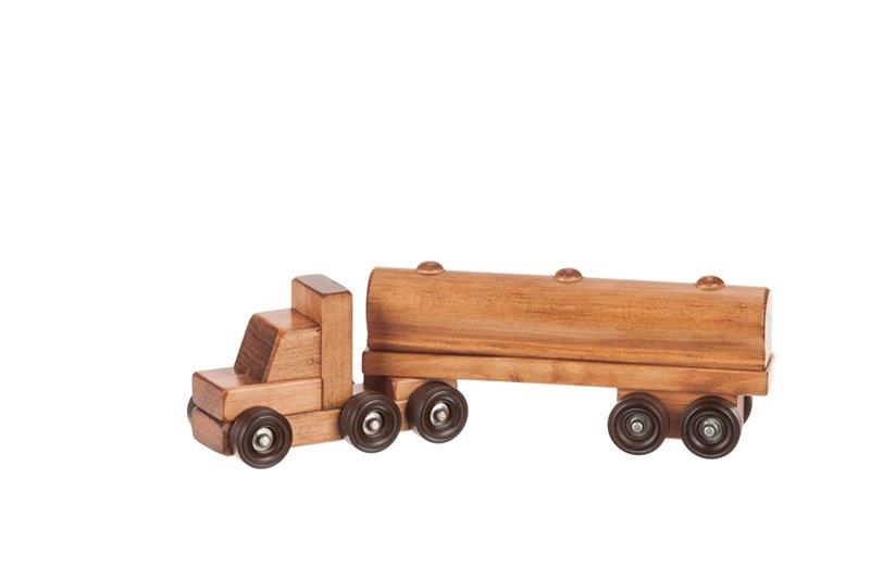 Small Wooden Tractor Trailer Truck with Tanker Trailer