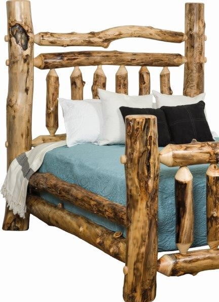 Rustic Aspen Log Grand Headboard – Available in King or Queen