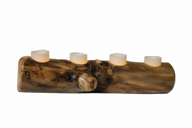 Rustic Aspen Log Candle Holder