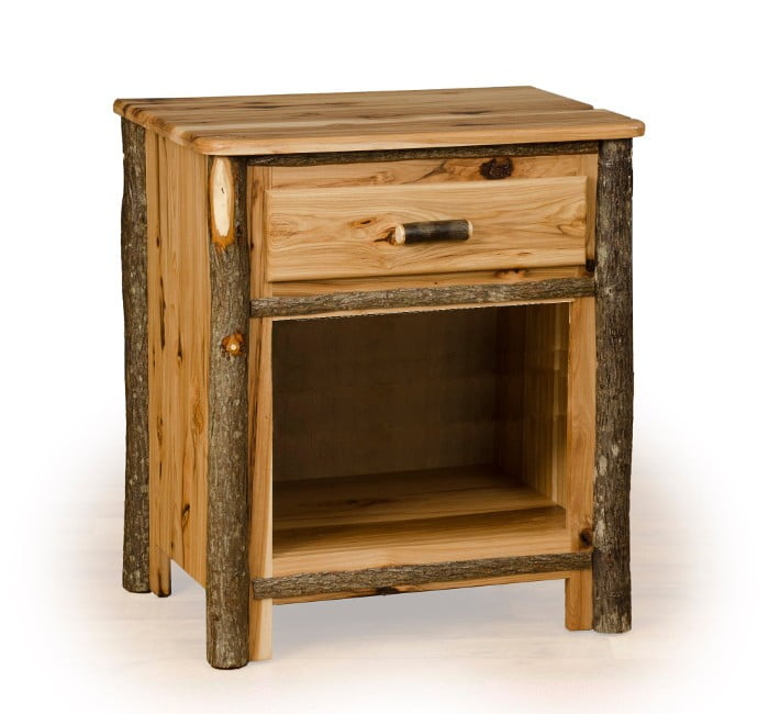 Rustic Hickory / Oak Nightstand - 1 Drawer and 1 Shelf