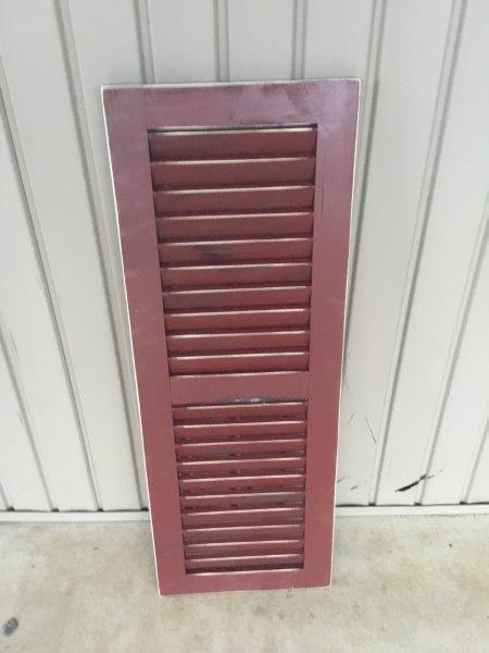Primitive Pine 3 Foot Tall Pair of Decorative Louver Shutters - Burgundy